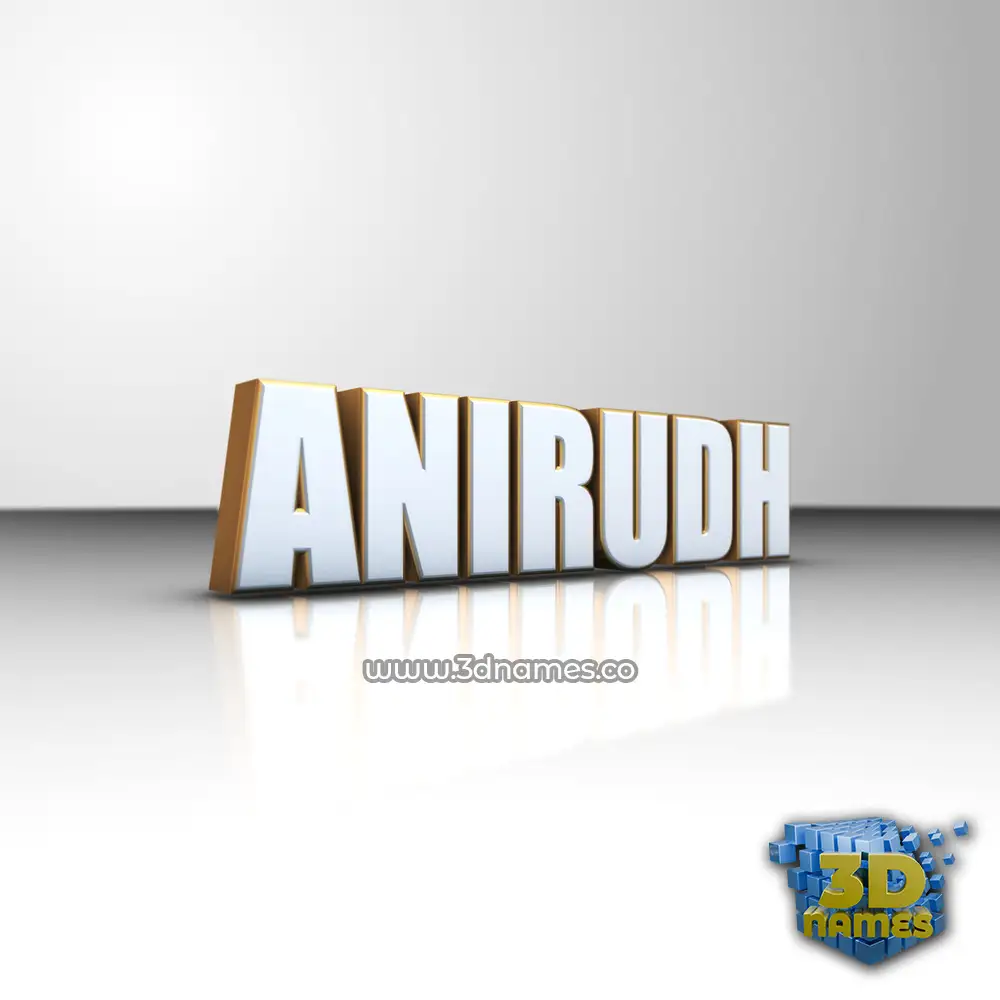anirudh in White'n'Gold style - 3D name wallpaper