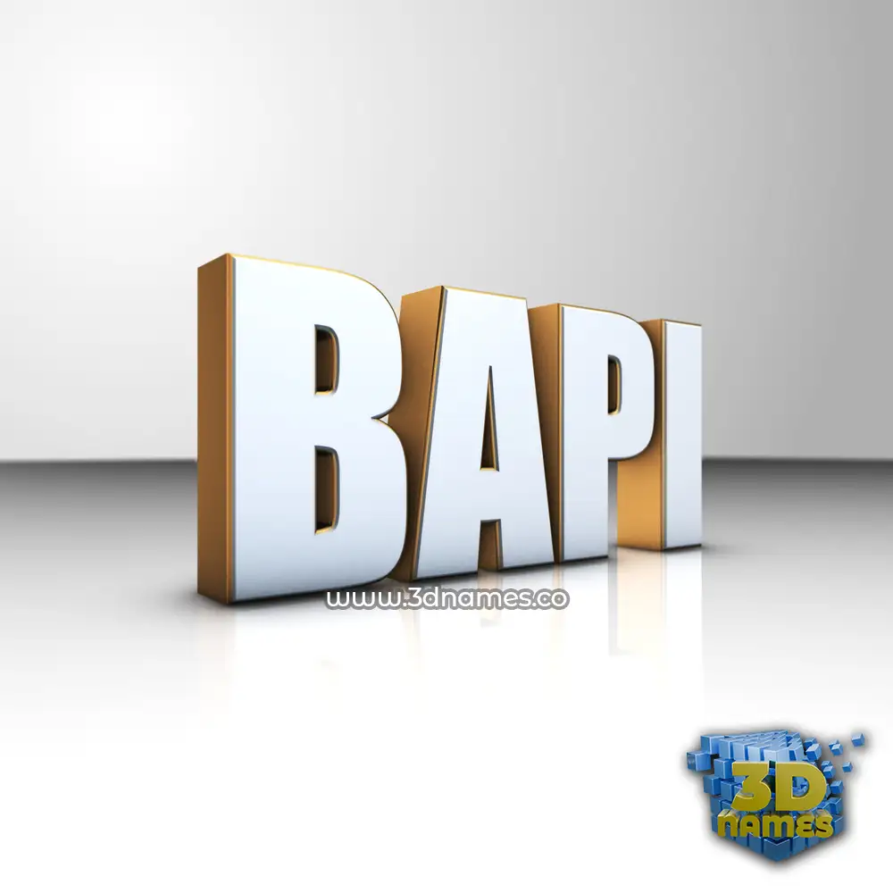 bapi in White'n'Gold style - 3D name wallpaper