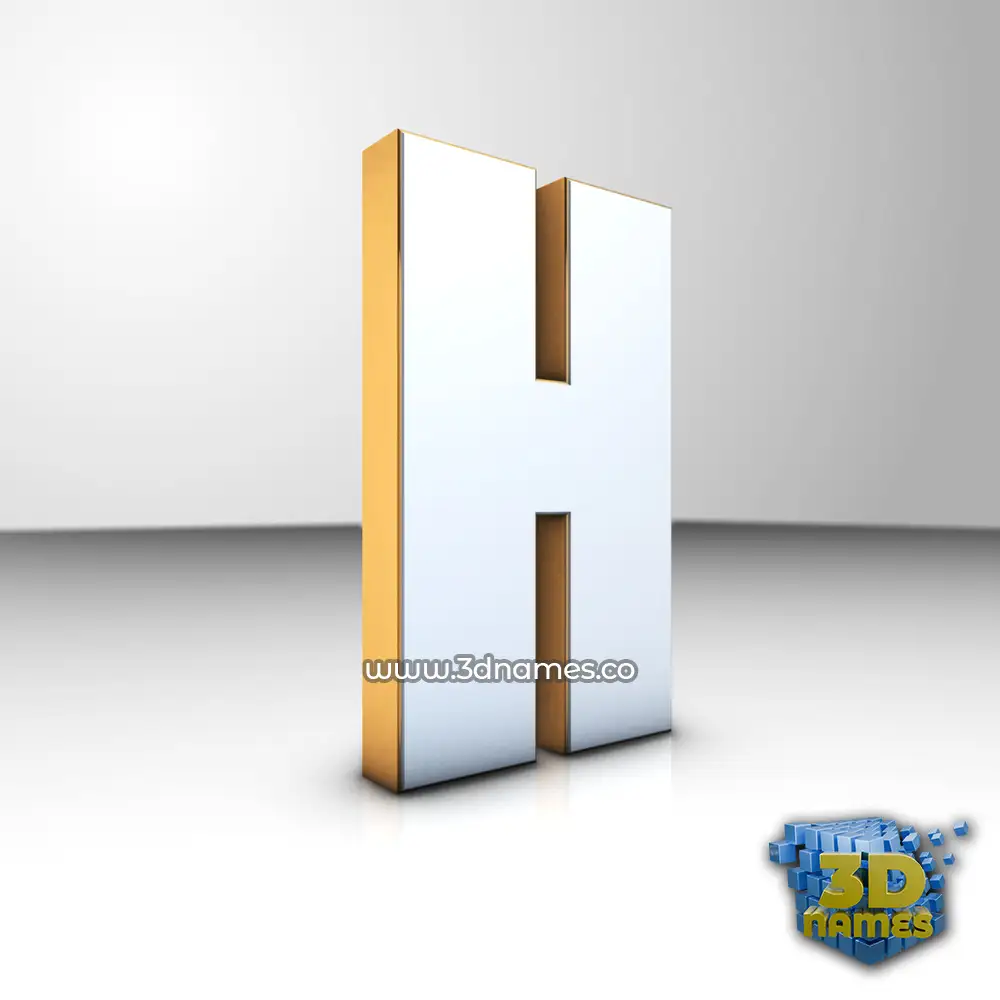 h in White'n'Gold style - 3D name wallpaper