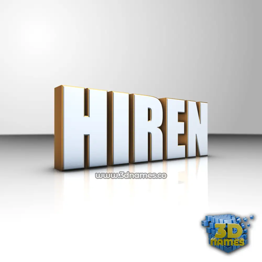 hiren in White'n'Gold style - 3D name wallpaper