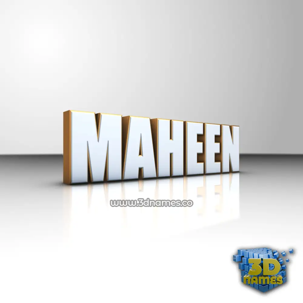 maheen in White'n'Gold style - 3D name wallpaper