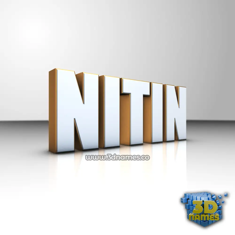 nitin in White'n'Gold style - 3D name wallpaper