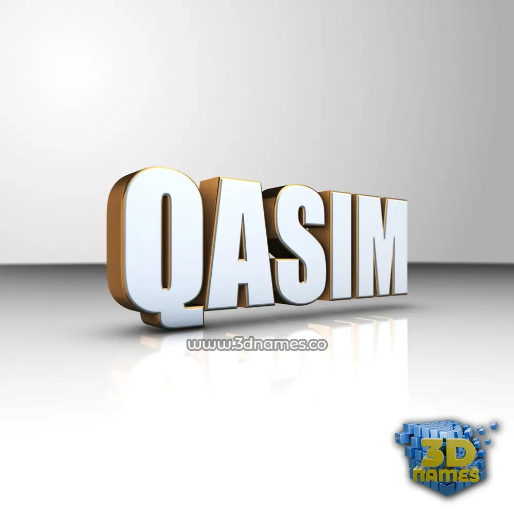 qasim in White'n'Gold style - 3D name wallpaper
