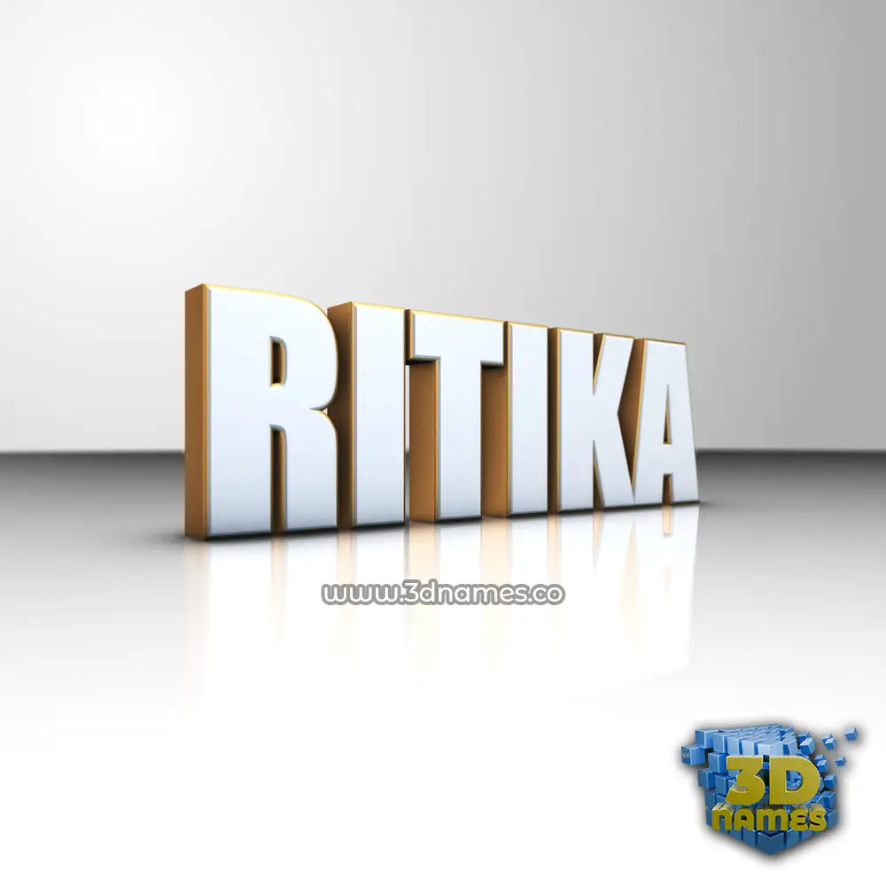 ritika in White'n'Gold style - 3D name wallpaper