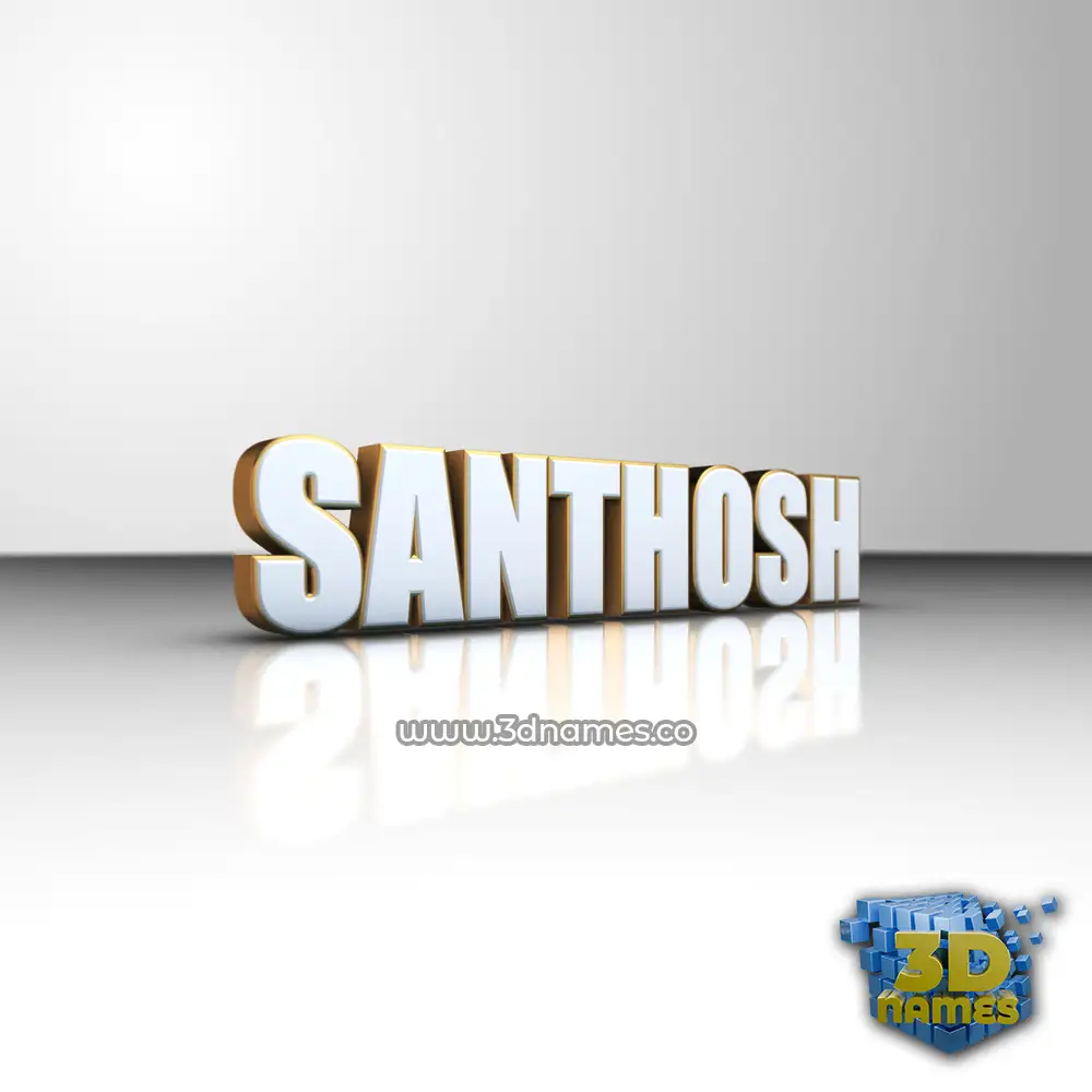 santhosh in White'n'Gold style - 3D name wallpaper