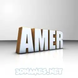 amer in White'n'Gold style - 3D name wallpaper