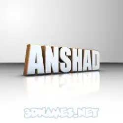 anshad in White'n'Gold style - 3D name wallpaper