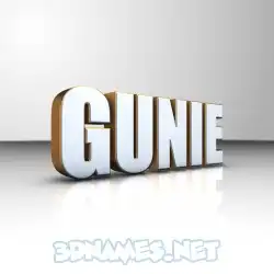 gunie in White'n'Gold style - 3D name wallpaper