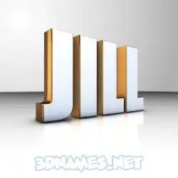 jill in White'n'Gold style - 3D name wallpaper