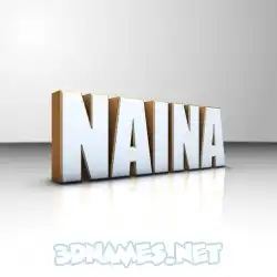 naina in White'n'Gold style - 3D name wallpaper