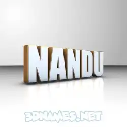 nandu in White'n'Gold style - 3D name wallpaper