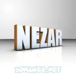 nezar in White'n'Gold style - 3D name wallpaper