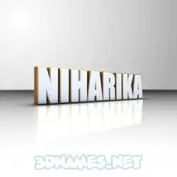 niharika in White'n'Gold style - 3D name wallpaper