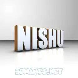 nishu in White'n'Gold style - 3D name wallpaper