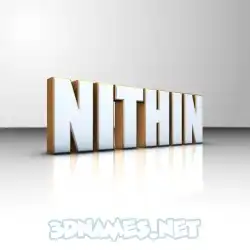 nithin in White'n'Gold style - 3D name wallpaper