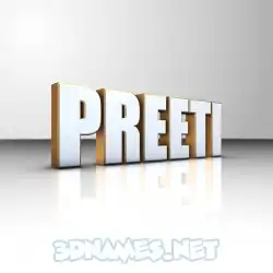 preeti in White'n'Gold style - 3D name wallpaper