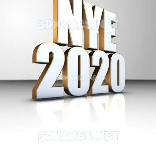 nye 2020 in White'n'Gold style - 3D name wallpaper