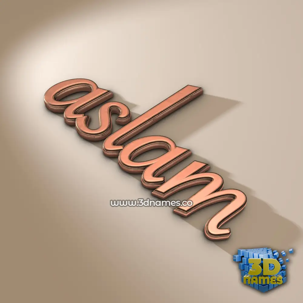aslam in Rose Gold style - 3D name wallpaper