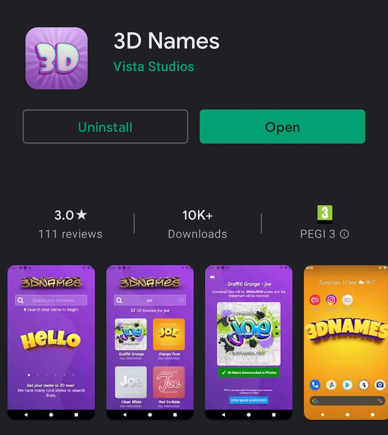 3D Names - in the Apple App Store